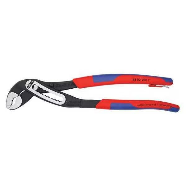 10 in Knipex Alligator V-Jaw Water Pump Plier Serrated, Bi-Material Grip, Knipex, Mfr#: 88 02 250 T BKA