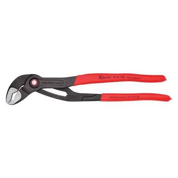 12 in V-Jaw Water Pump Plier Serrated, Plastic Grip, Knipex, Mfr#: 87 21 300 SBA