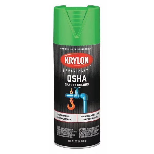 Spray Paint, Clover Safety Green, Gloss, 12 oz, Krylon, Mfr#: K02012777