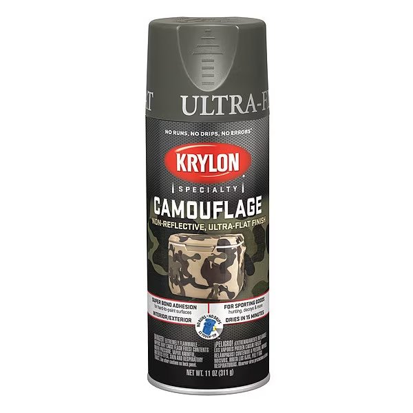 Spray Paint, Olive, Ultra-Flat, 11 oz, Krylon, Mfr#: K04293777