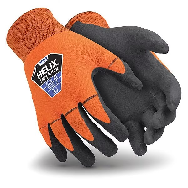 Cut Resistant Coated Gloves, A1 Cut Level, 15 ga, Orange, S, Hexarmor, Mfr#: 1092-S (7)