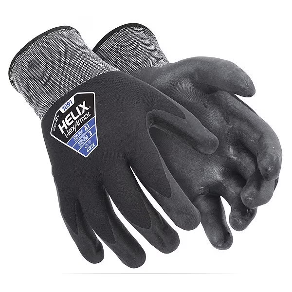 Cut Resistant Coated Gloves, A1 Cut Level, 15 ga, Black, L, Hexarmor, Mfr#: 1091-L (9)
