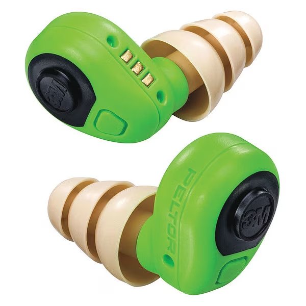 EEP Rubber Vinyl Electronic Ear Plugs, Tapered Shape, 30 dB, Green, 3M Peltor, Mfr#: EEP-100