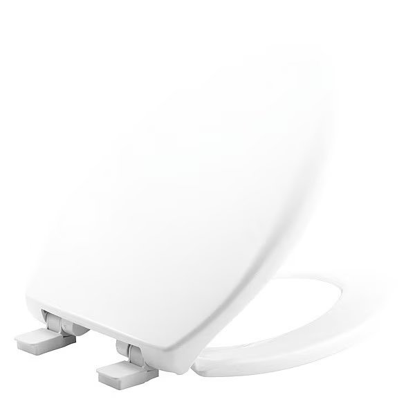 Toilet Seat, With Cover, Plastic, Elongated, White, Bemis, Mfr#: GR1200E4 000