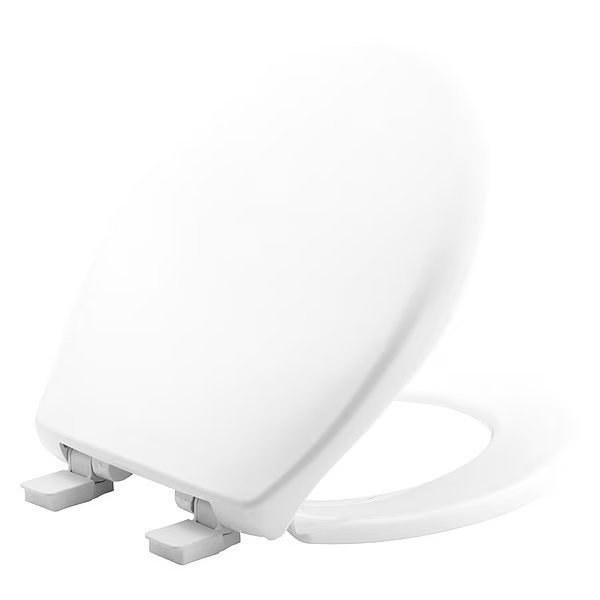 Toilet Seat, With Cover, Plastic, Round, White, Bemis, Mfr#: 200E4 000
