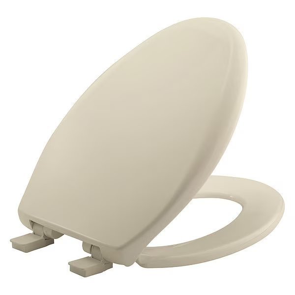 Toilet Seat, With Cover, Plastic, Elongated, Bone, Bemis, Mfr#: GR1200E4 006
