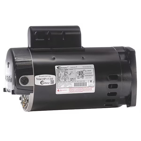 Pool Pump Motor, Permanent Split Capacitor, 1 HP, 56Y Frame, 3,450 Nameplate RPM, Century, Mfr#: B2841V1
