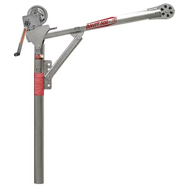 Davit Crane, 500 lb Capacity, 27.5 in to 42 in Reach, 0 in to 960 in Lift Range, Silver, Oz Lifting Products, Mfr#: OZ500DAV