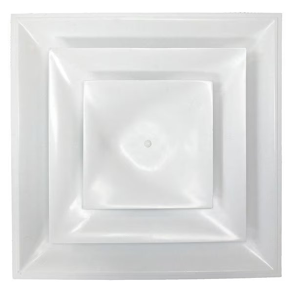 10 in Square Step-Down Ceiling Diffuser, White, American Louver, Mfr#: STR-C-10W-FR