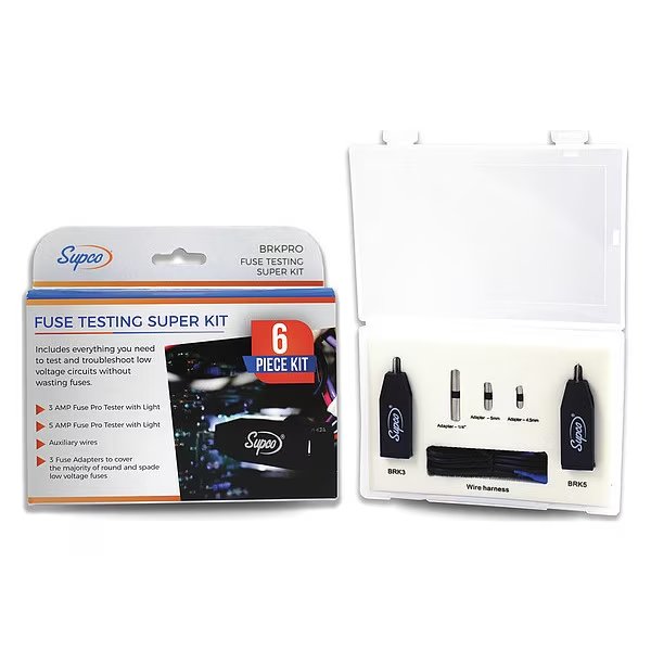 Fuse Testing Kit, 2.5" H, 4.5" W, 6.5" D, Supco, Mfr#: BRKPRO