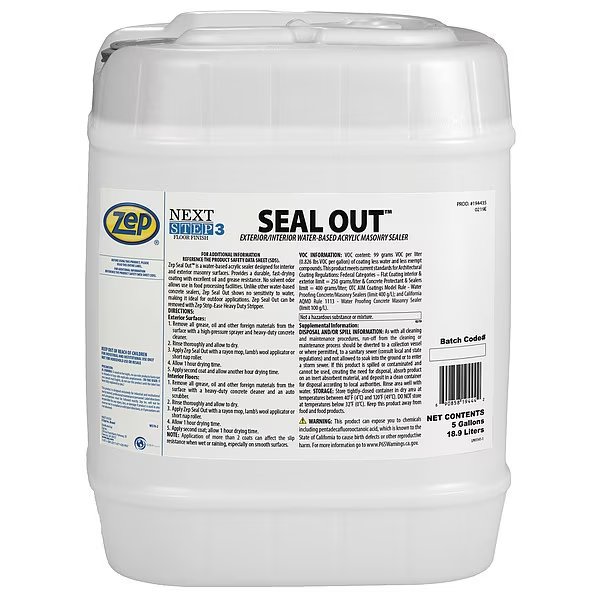 Masonry Floor Sealer, High Gloss, 5 gal, Zep, Mfr#: 194435