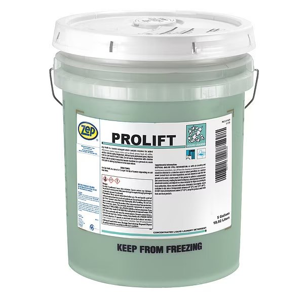 High Efficiency Laundry Detergent, 5 gal Pail, Liquid, Unscented, Green, Zep, Mfr#: 162435