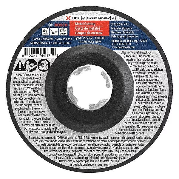 Abrasive Cut-Off Wheel, 4-1/2" dia., Bosch, Mfr#: CWX27M450