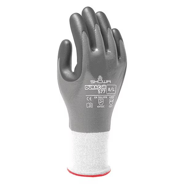 Cut Resistant Coated Gloves, A3 Cut Level, Black/Gray, S ( 6 ), Showa, Mfr#: 577S-06-V