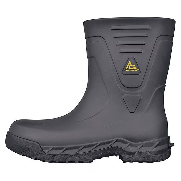 Rubber Boot, Men's, 9, Mid-Calf, Black, PR, Ace, Mfr#: 885999105147