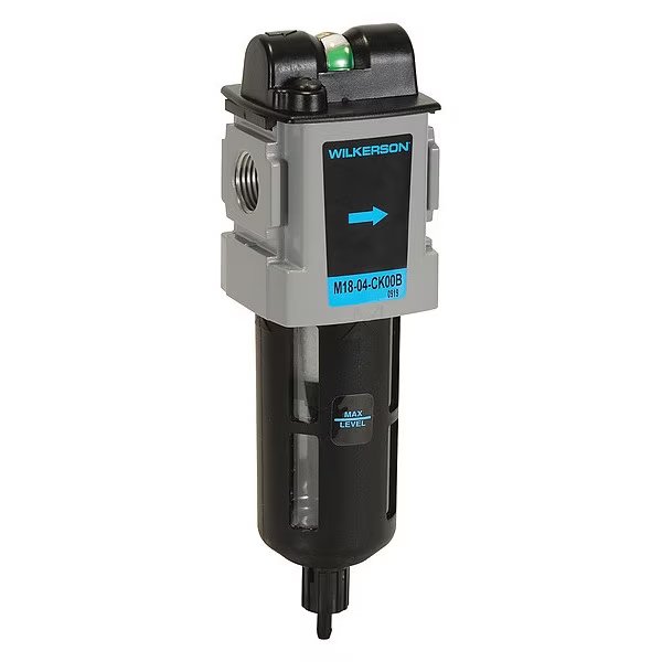 Compressed Air Filter, 0.5 micron Rating, Connection Size - Air Treatment: 3/8 in NPT, Wilkerson, Mfr#: M18-03-BK00B