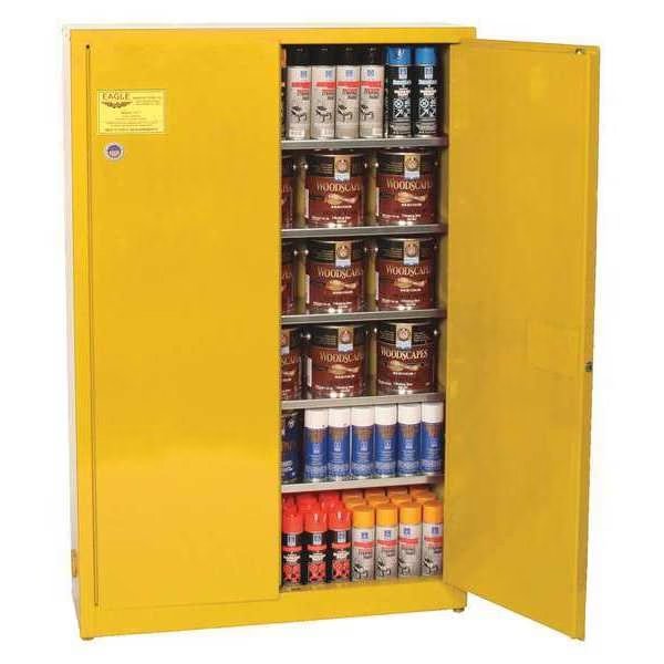 Flammable Liquid Safety Cabinet, Yellow, Height: 65 in, Eagle Mfg, Mfr#: YPI77X