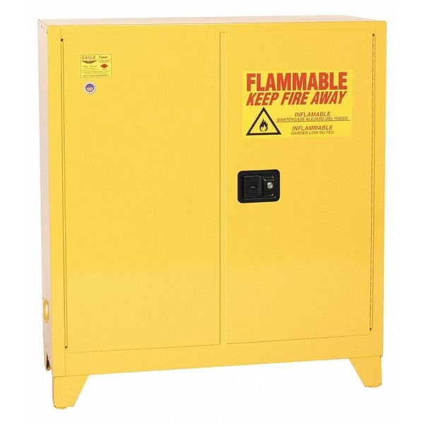 Flammable Liquid Safety Cabinet, Yellow, Capacity: 30 gal, Eagle Mfg, Mfr#: 1932XLEGS