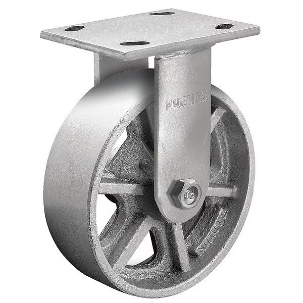 8" X 2" Cast Iron Rigid Caster, No Brake, Loads Up To 1250 lb, Albion, Mfr#: 16CA08201R