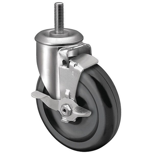 4" X 1-1/4" Non-Marking Polyolefin Swivel Caster, Side Brake, Loads Up To 275 lb, Colson, Mfr#: 2.04254.55 BRK1