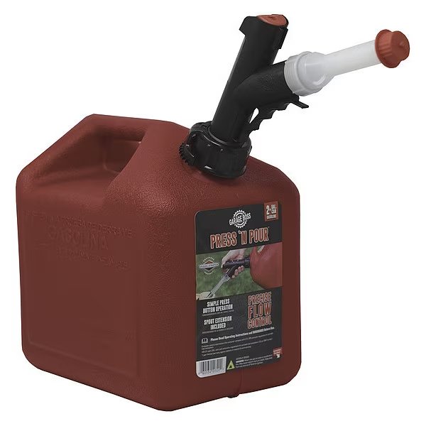 2 gal Red Plastic Gas Can Gasoline, Garageboss, Mfr#: GB320