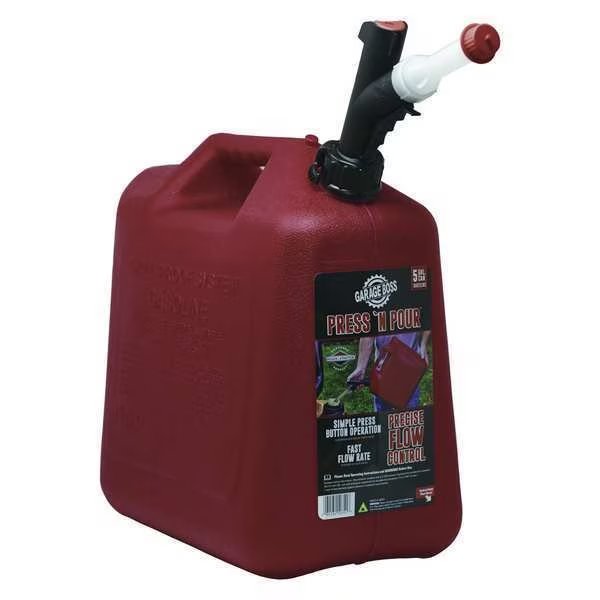 5 gal Red Plastic Gas Can Gasoline, Garageboss, Mfr#: GB351