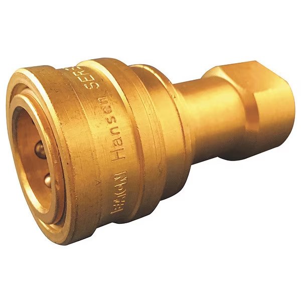 Hydraulic Quick Connect Hose Coupling, Brass Body, Push-to-Connect Lock, 1/4"-18 Thread Size, Hansen, Mfr#: B2H16