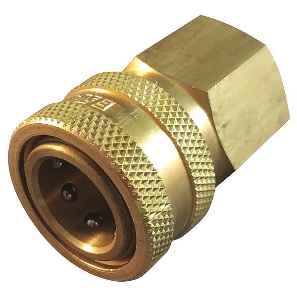 Hydraulic Quick Connect Hose Coupling, Brass Body, Push-to-Connect Lock, 1/4"-18 Thread Size, Hansen, Mfr#: 2S16