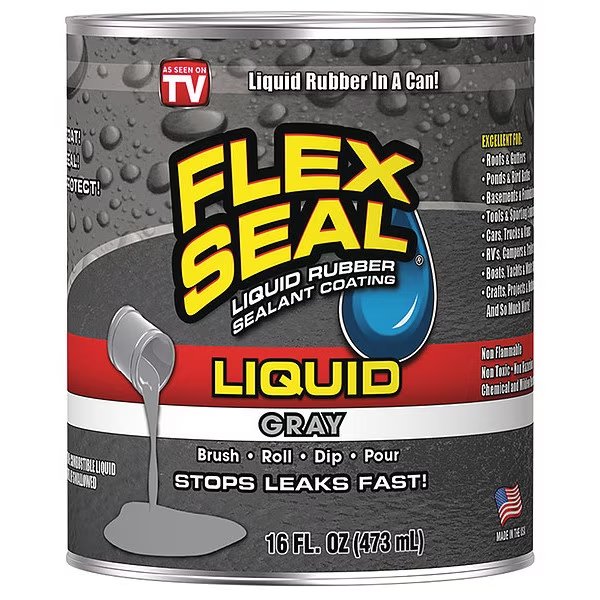 Leak Sealer, 16 oz, Rubber Base, Gray, Flex Seal, Mfr#: LFSGRYR16