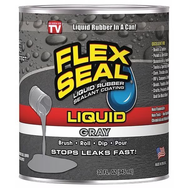 Leak Sealer, 32 oz, Rubber Base, Gray, Flex Seal, Mfr#: LFSGRYR32