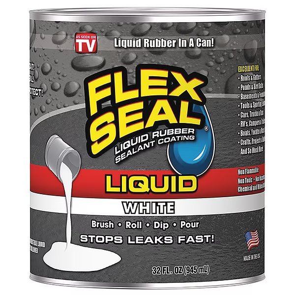 Leak Sealer 32 oz, Can, White, Liquid, Flex Seal, Mfr#: LFSWHTR32