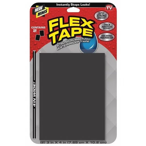 Flex Tape, 2 cu ft, Rubber Base, Black, PK2, Flex Seal, Mfr#: TFSBLKMINI