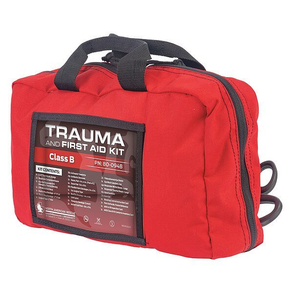 First Aid Trauma Kit, Red, Number of Components: 196, North American Rescue, Mfr#: 80-0948