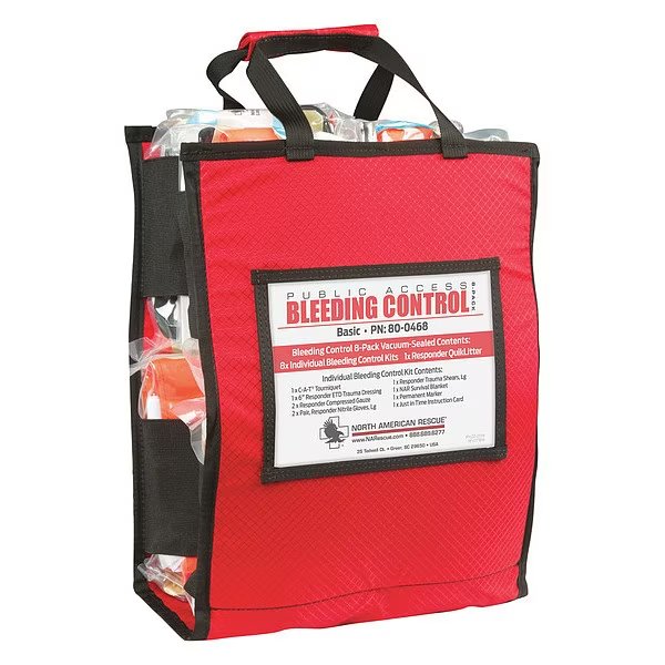 Bleeding Control Kit, 90pcs, 11x14", Red, North American Rescue, Mfr#: 80-0468