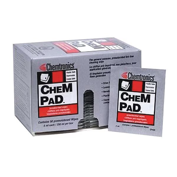 Alcohol Wipes, 4" x 3", 50 ct, PK50, Chemtronics, Mfr#: CP400