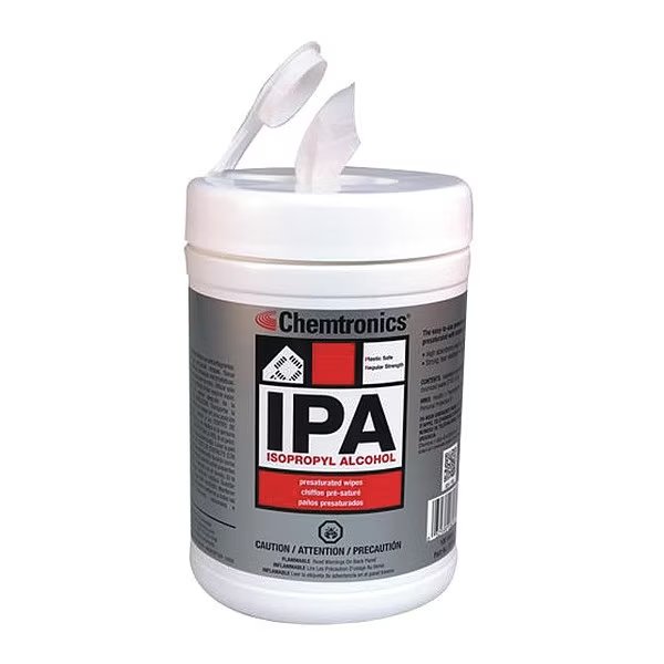 Alcohol Wipes, Unscented, 100 ct, PK100, Chemtronics, Mfr#: SIP100P