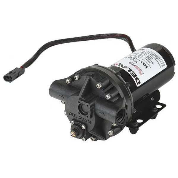 Diaphragm Pump, Polypropylene, Santoprene(R), 12VDC, 5.0 GPM, Delavan Fluid Power, Mfr#: 5850-111E-SB-HS