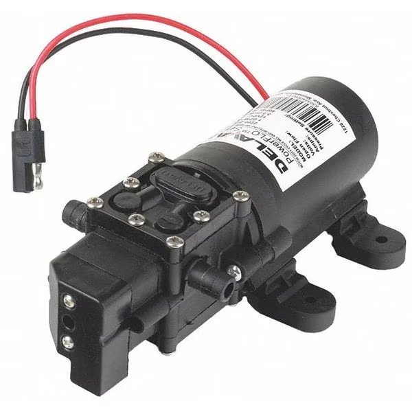Diaphragm Pump, Polypropylene, Santoprene(R), 12VDC, 1.0 GPM, Delavan Fluid Power, Mfr#: 2200-201-SB