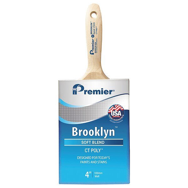 4" Wall Paint Brush, Polyester Bristle, Hardwood Handle, Premier, Mfr#: 17315