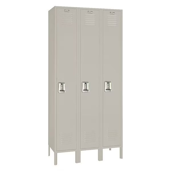 Wardrobe Locker, (1) Tier, (3) Wide, Steel, Powder Coated Finish, 36 in W, 18 in D, 66 in H, Lyon, Mfr#: 7GC50223SU