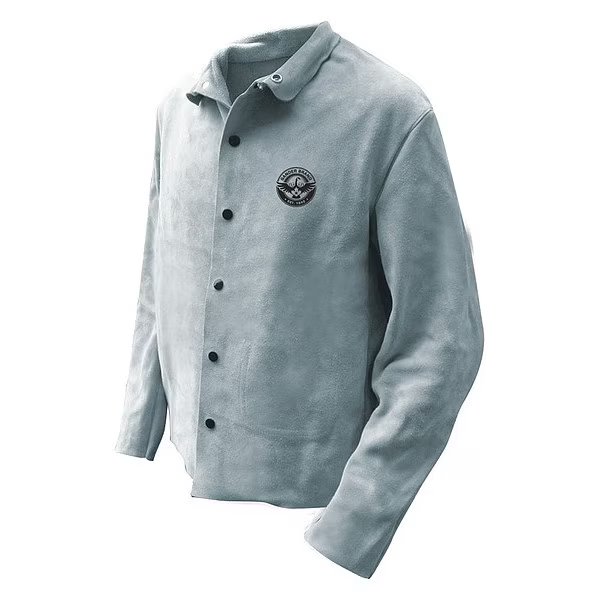 Welding Jacket Split Cowhide Pearl Grey, Size X5L, Bdg, Mfr#: 64-1-50P-X5L
