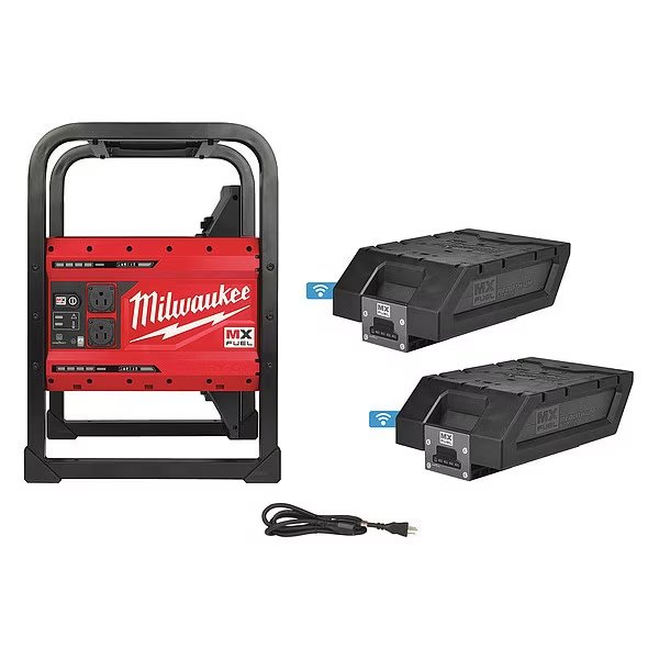 Portable and Inverter Generator, 1,800 W Rated, 3,600 W Surge, 120V AC, 15 A A, Milwaukee Tool, Mfr#: MXF002-2XC