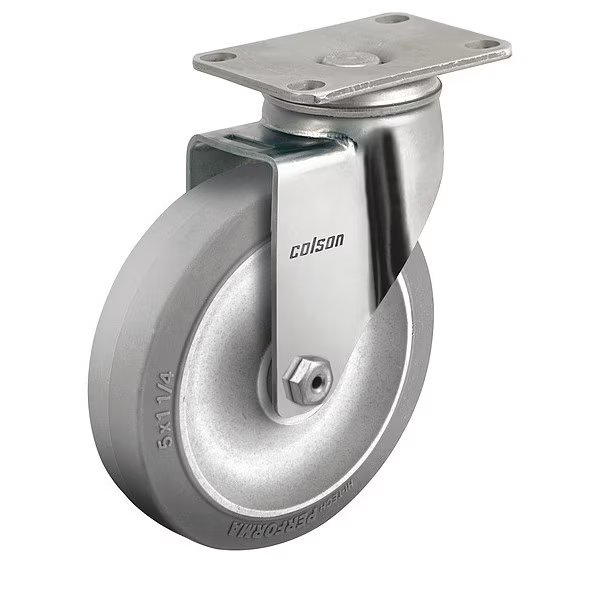 5" X 1-1/4" Non-Marking Rubber Performa (Flat) Swivel Caster, No Brake, Loads Up To 325 lb, Colson, Mfr#: 2.05456.444