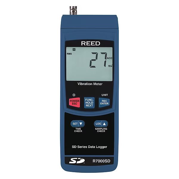 Vibration Meter, +/-5%Acc, LCD, Reed Instruments, Mfr#: R7000SD