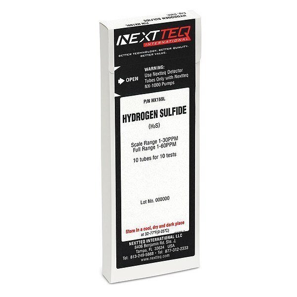 Detector Tube, For Hydrogen Sulfide, Nextteq, Mfr#: NX169L