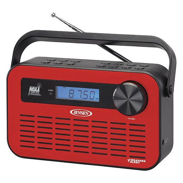 Portable Weather Radio, Red, Jensen, Mfr#: JEP-250