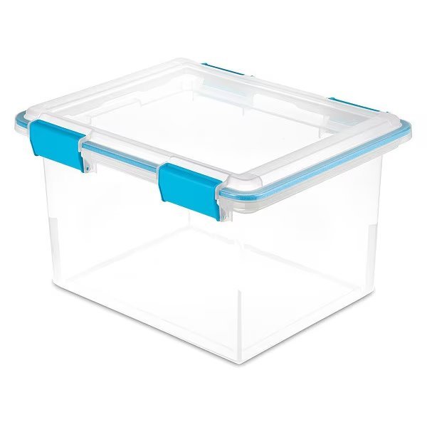 Storage Tote, Clear, Polypropylene, 18 1/2 in L, 14 7/8 in W, 11 1/8 in H, 8 gal Volume Capacity, Sterilite, Mfr#: 19334304
