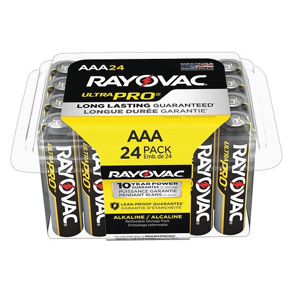 UltraPro AAA Alkaline Battery, 1.5VDC, 24 Pack, Rayovac, Mfr#: ALAAA24PP