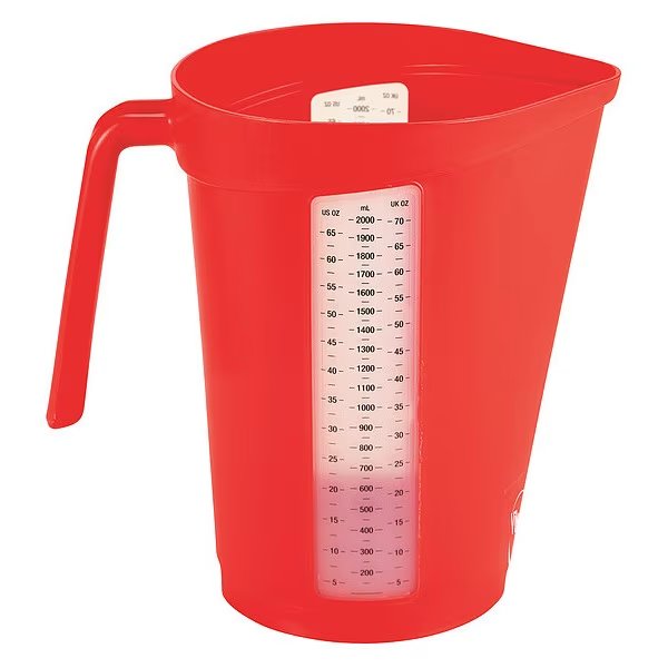 Measuring Cup, 2 qt., Polypropylene, Red, Vikan, Mfr#: 60004