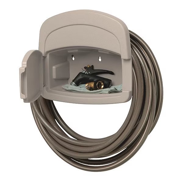 Garden Hose Hanger, Resin, 6 in W, Taupe, Suncast, Mfr#: DHH150